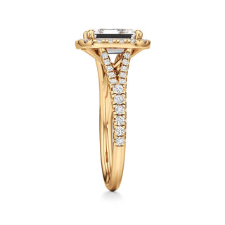 Split Pavé Set Halo Pear Engagement Ring