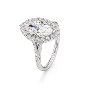 Split Pavé Set Halo Pear Engagement Ring