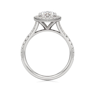Split Pavé Set Halo Pear Engagement Ring