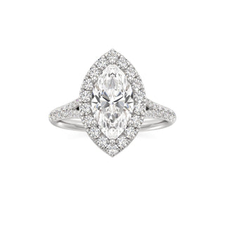 Split Pavé Set Halo Pear Engagement Ring