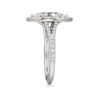 Split Pavé Set Halo Pear Engagement Ring