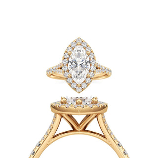 Split Pavé Set Halo Pear Engagement Ring
