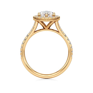 Split Pavé Set Halo Pear Engagement Ring
