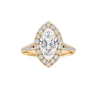 Split Pavé Set Halo Pear Engagement Ring
