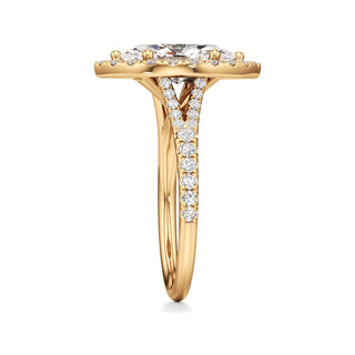 Split Pavé Set Halo Pear Engagement Ring