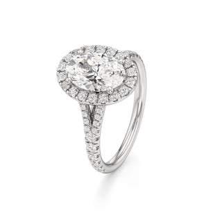 Split Pavé Set Halo Pear Engagement Ring