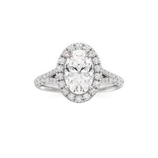 Split Pavé Set Halo Pear Engagement Ring