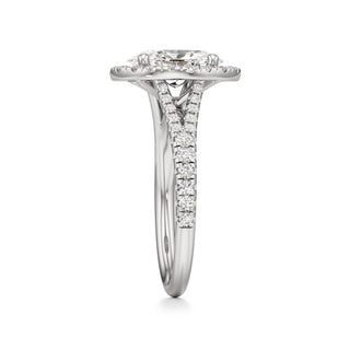 Split Pavé Set Halo Pear Engagement Ring