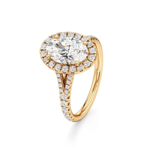 Split Pavé Set Halo Pear Engagement Ring