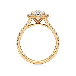 Split Pavé Set Halo Pear Engagement Ring