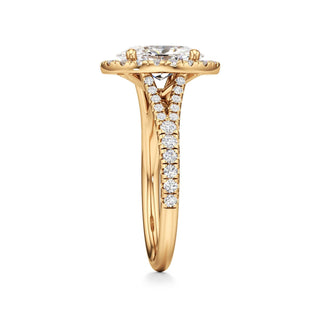 Split Pavé Set Halo Pear Engagement Ring