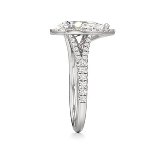 Split Pavé Set Halo Pear Engagement Ring