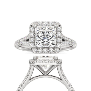 Split Pavé Set Halo Pear Engagement Ring
