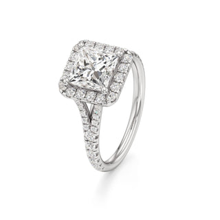 Split Pavé Set Halo Pear Engagement Ring