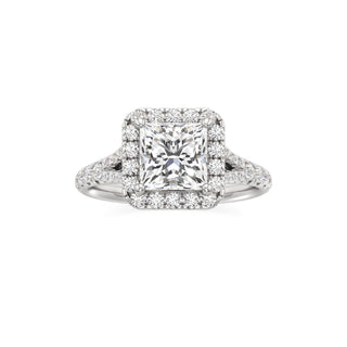 Split Pavé Set Halo Pear Engagement Ring