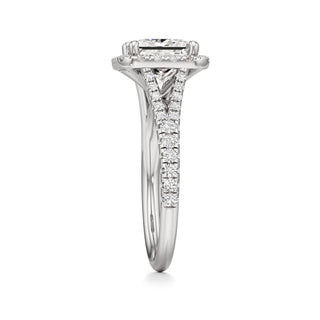 Split Pavé Set Halo Pear Engagement Ring