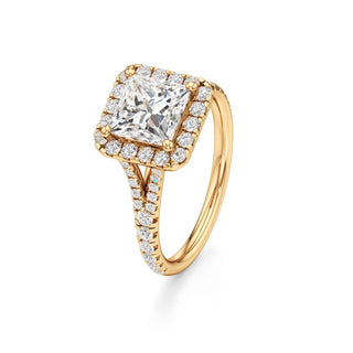Split Pavé Set Halo Pear Engagement Ring