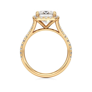 Split Pavé Set Halo Pear Engagement Ring