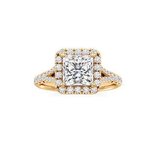 Split Pavé Set Halo Pear Engagement Ring