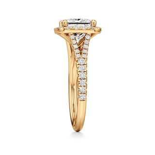 Split Pavé Set Halo Pear Engagement Ring