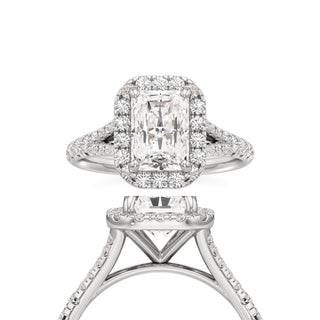 Split Pavé Set Halo Pear Engagement Ring