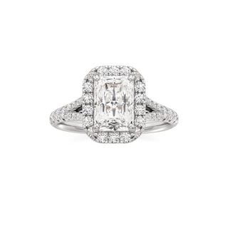 Split Pavé Set Halo Pear Engagement Ring