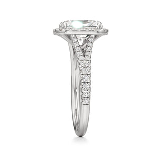 Split Pavé Set Halo Pear Engagement Ring
