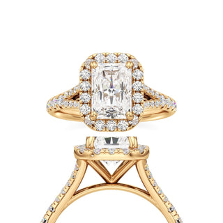 Split Pavé Set Halo Pear Engagement Ring