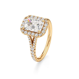 Split Pavé Set Halo Pear Engagement Ring