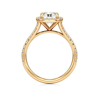 Split Pavé Set Halo Pear Engagement Ring
