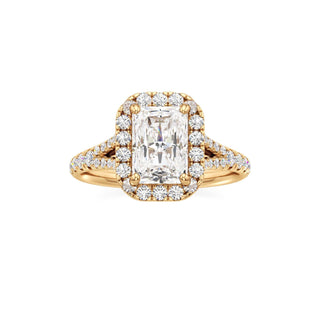 Split Pavé Set Halo Pear Engagement Ring