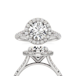 Split Pavé Set Halo Round Engagement Ring