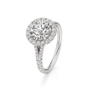 Split Pavé Set Halo Pear Engagement Ring