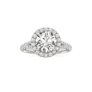 Split Pavé Set Halo Pear Engagement Ring