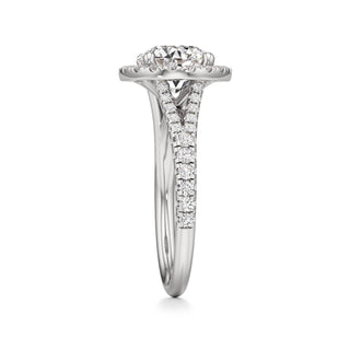 Split Pavé Set Halo Pear Engagement Ring