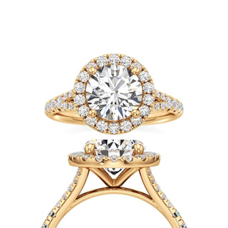 Split Pavé Set Halo Round Engagement Ring
