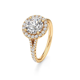 Split Pavé Set Halo Pear Engagement Ring