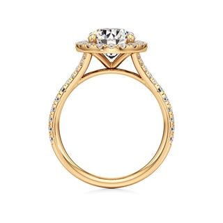 Split Pavé Set Halo Pear Engagement Ring