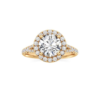 Split Pavé Set Halo Pear Engagement Ring