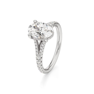 Split Pavé Set Hidden Halo Pear Engagement Ring