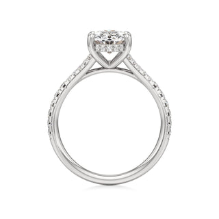 Split Pavé Set Hidden Halo Pear Engagement Ring