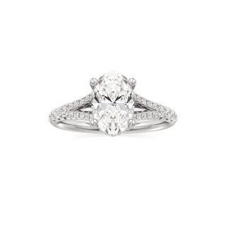 Split Pavé Set Hidden Halo Pear Engagement Ring