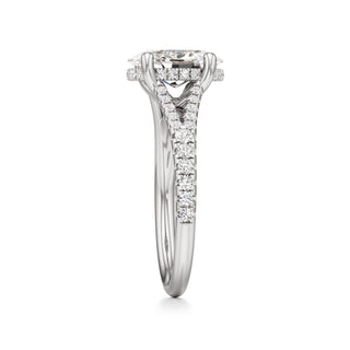 Split Pavé Set Hidden Halo Pear Engagement Ring