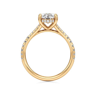 Split Pavé Set Hidden Halo Pear Engagement Ring
