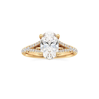 Split Pavé Set Hidden Halo Pear Engagement Ring