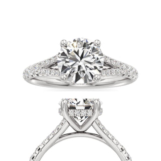 Split Pavé Set Hidden Halo Pear Engagement Ring
