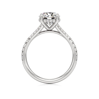 Split Pavé Set Hidden Halo Pear Engagement Ring