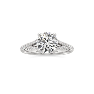 Split Pavé Set Hidden Halo Pear Engagement Ring