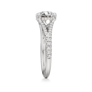 Split Pavé Set Hidden Halo Pear Engagement Ring