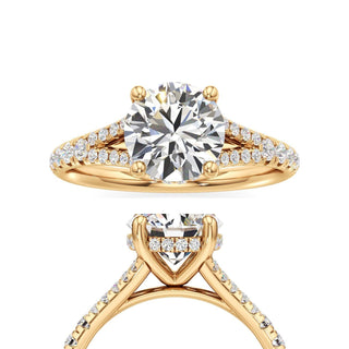 Split Pavé Set Hidden Halo Pear Engagement Ring